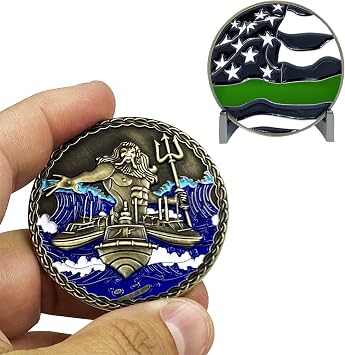 LEO Challenge Coins GG-022 King Neptune Marine Patrol Thin Green Line Police Deputy Sheriff CBP Border Patrol