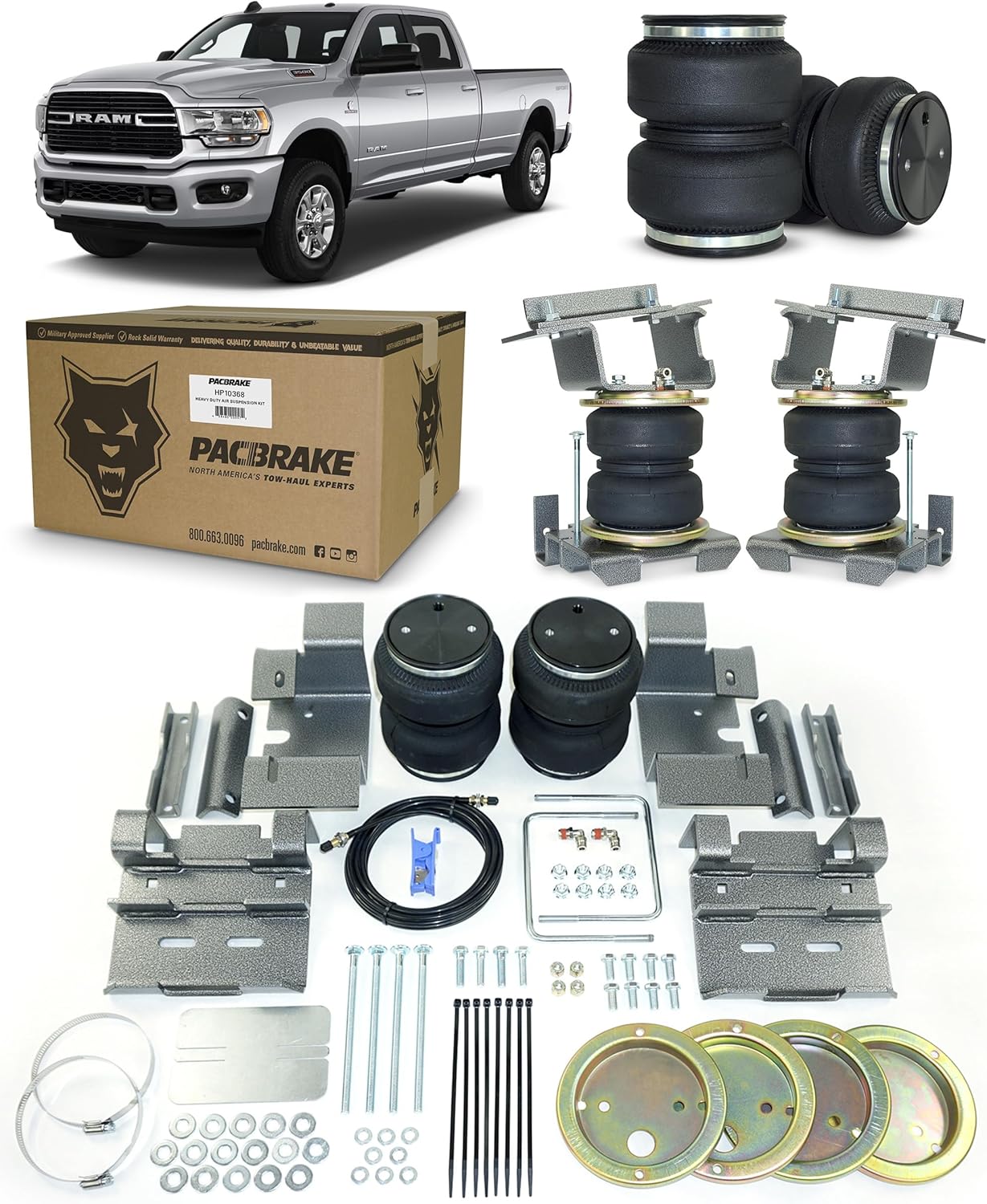 Pacbrake HP10368 ALPHA HD Air Spring Suspension Kit Compatible with Dodge Ram 3500 (2WD/4WD) 2019-2022