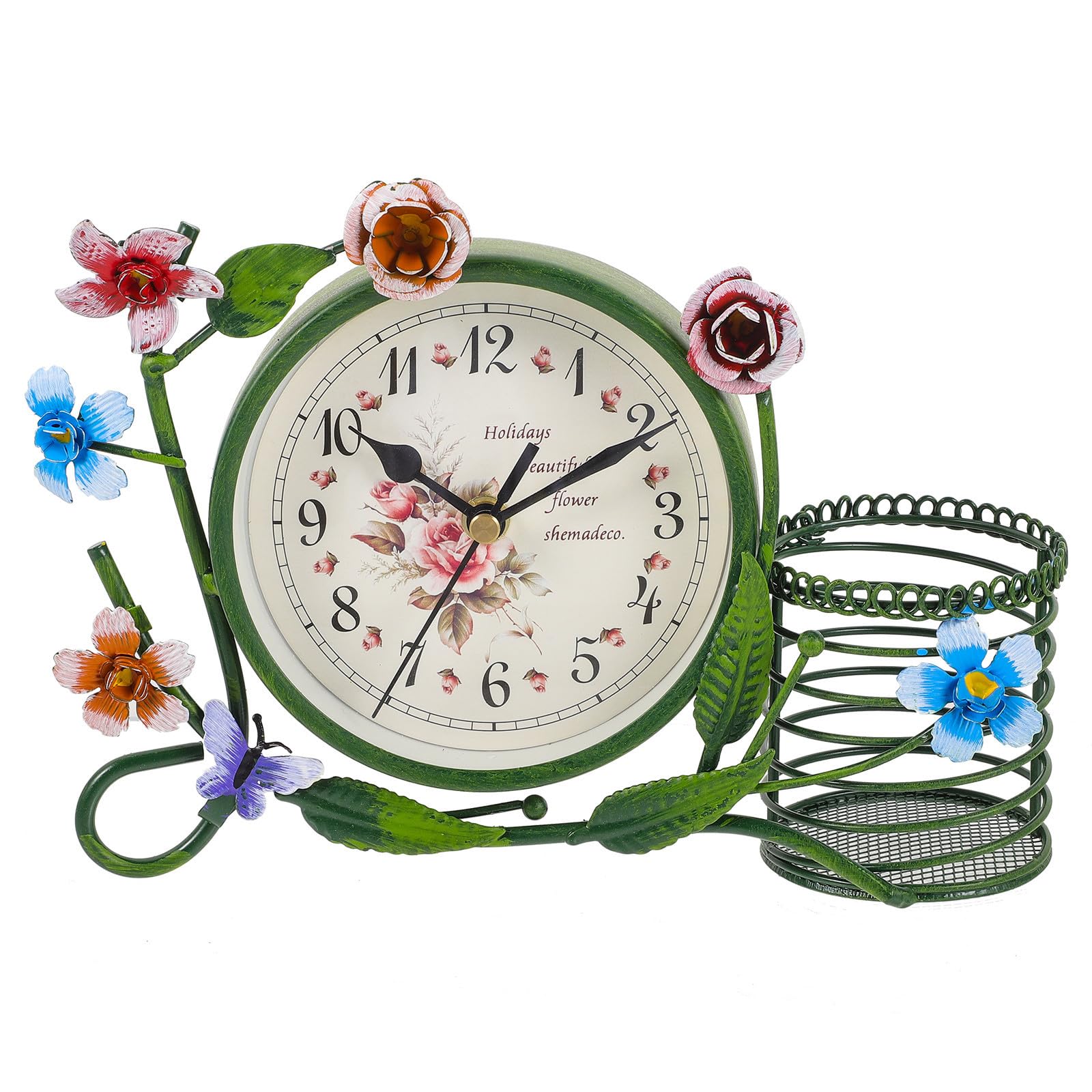 Reloj de escritorio KICHOUSE de hierro y vidrio estilo retro europeo con mecanismo silencioso