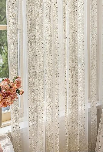 Cortinas de tul blanco de lujo con bordado de encaje para sala de estar, comedor, dormitorio, cortina opaca transparente, mosquiteras para Ventana