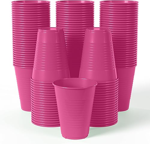 Exquisite Cerise - Vasos de plástico desechables  Paquete de 100 vasos de plástico de 12 onzas  Vasos desechables de colores  Vasos de fiesta