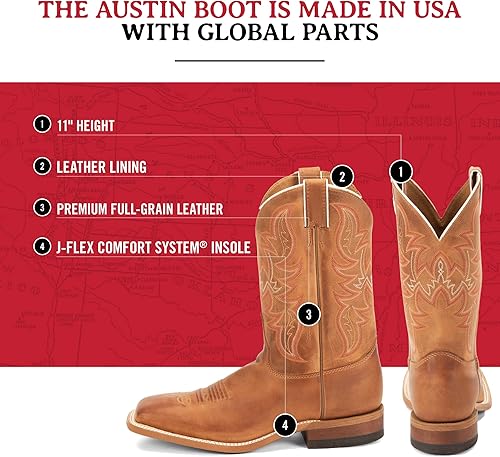 Miniatura 3 de Justin Botas para hombre Bent Rail de 11 pulgadas con punta cuadrada