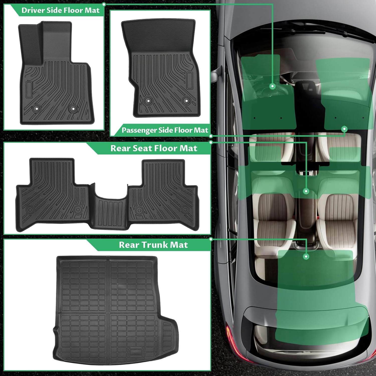 Floor Mats for Alfa Romeo Stelvio & Stelvio Quadrifoglio 2018-2025, 2 Row Floor Mats & Cargo Mat(with Subwoofer), Waterproof, TPE, Stelvio Mats Accessories for Man Woman