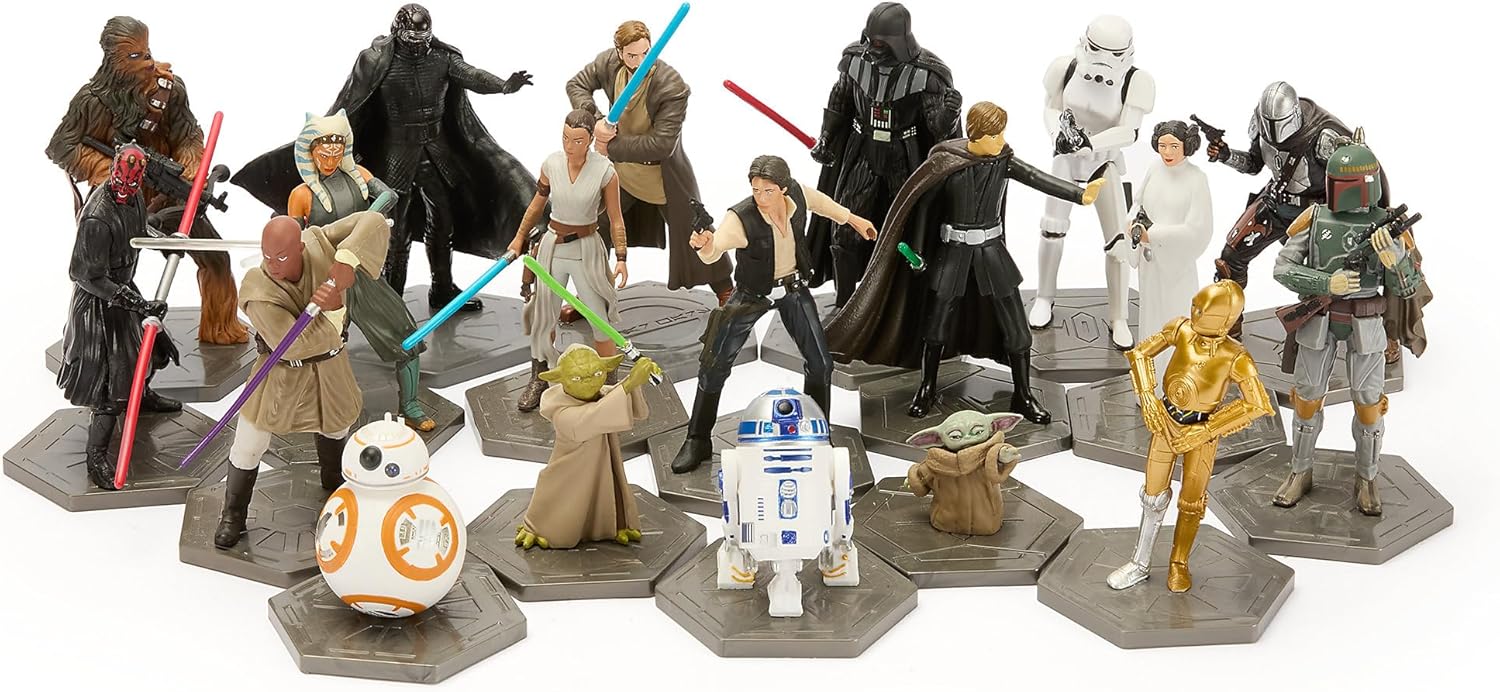 Disney Store Official Star Wars Mega Figure Set - 19 Fully Sculpted Figurines - Includes Han Solo, Darth Vader, Yoda, & More - Perfect Star Wars Gift Set for Fans of Toy Figures & Playsets