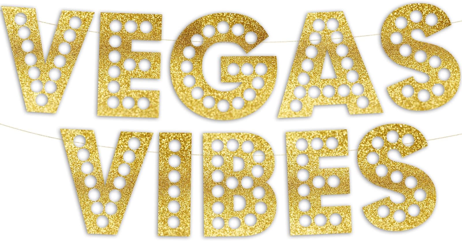 Sterling James Co. Vegas Vibes Casino Themed Glitter Banner Las Vegas Birthday And Bachelorette Party Decorations Poker Party Garland, Favors And Supplies