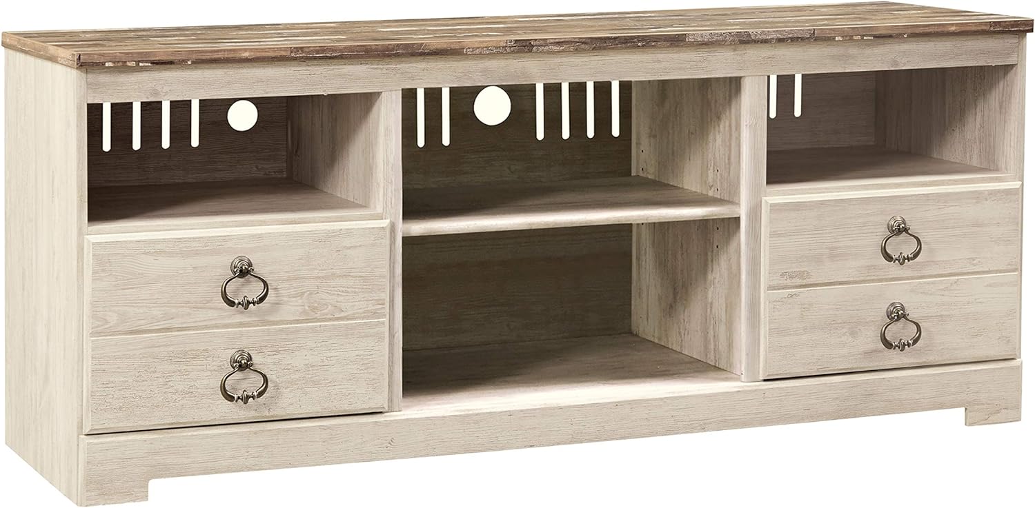TV Stand - Whitewash, Wood, Farmhouse, Fireplace Option