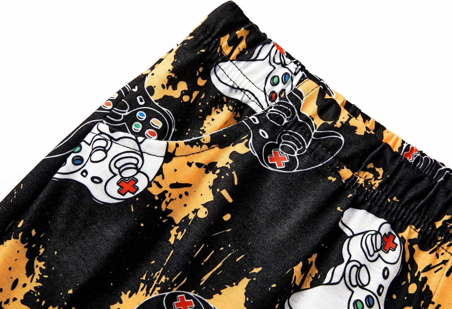 Tebbis 2-Piece Cozy Pajamas For Little/Big Boys Gamer Yellow Short Sleeves Cool PJs Set Kid Size 6-18 - Image 6