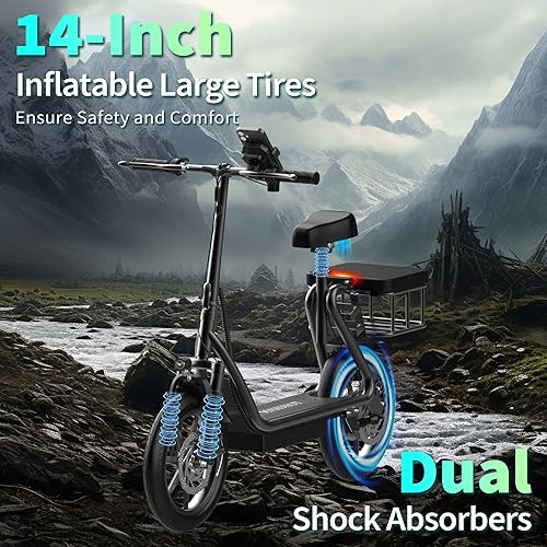 Miniatura 50 de MAXSHOT Scooter eléctrico para adultos, neumáticos de 8.5/10/14 pulgadas, 19/22 mph, motor de 350 W/500 W, rango de 21-28 millas, plegable con doble