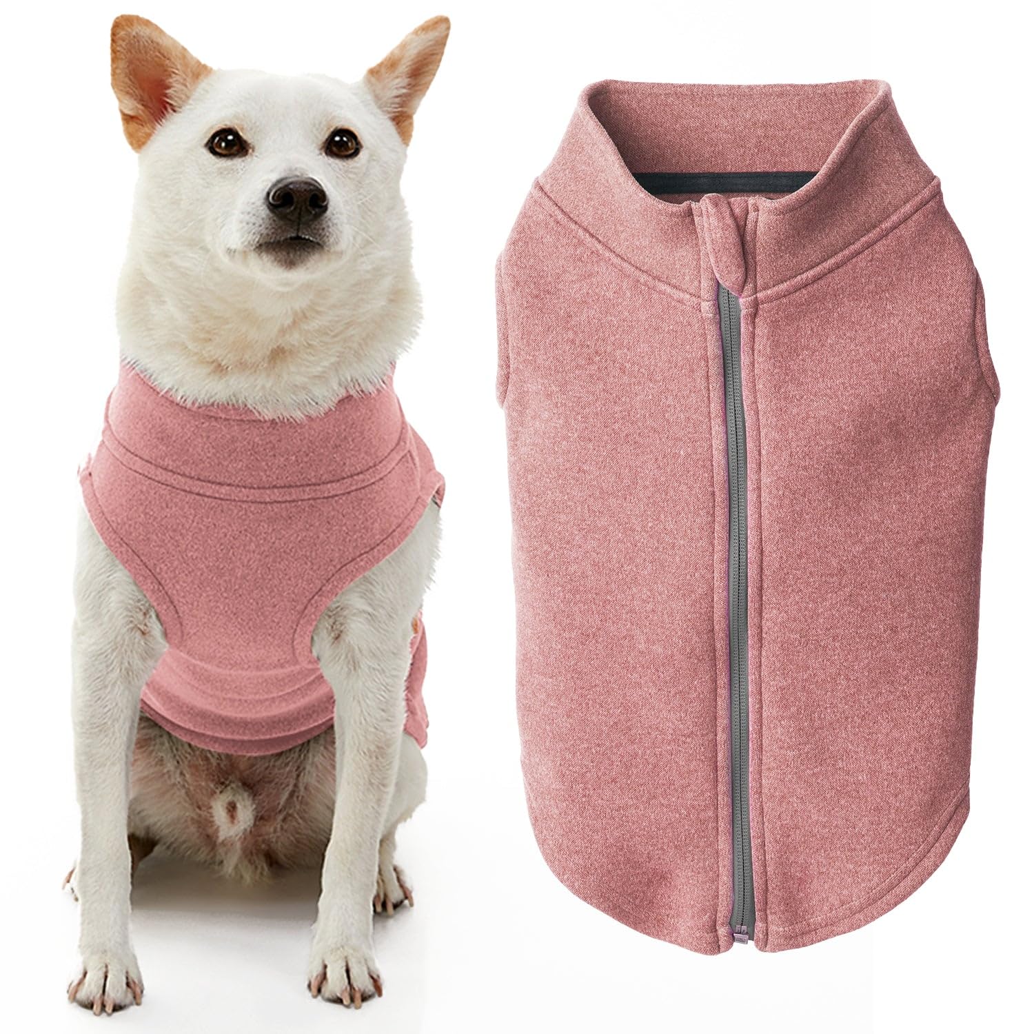 Gooby Zip Up Microfiber Fleece Dog Sweater