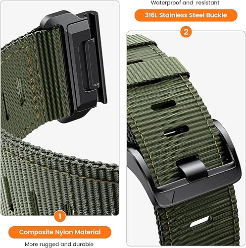 Vista 3 de Compatible con Garmin Fenix 7X/Fenix 6X/Fenix 5X/Fenix 8 2.008 in/5X Plus/6X Pro/7X Pro, correa de nailon Quickfit 26 para Tactix 7/Descent