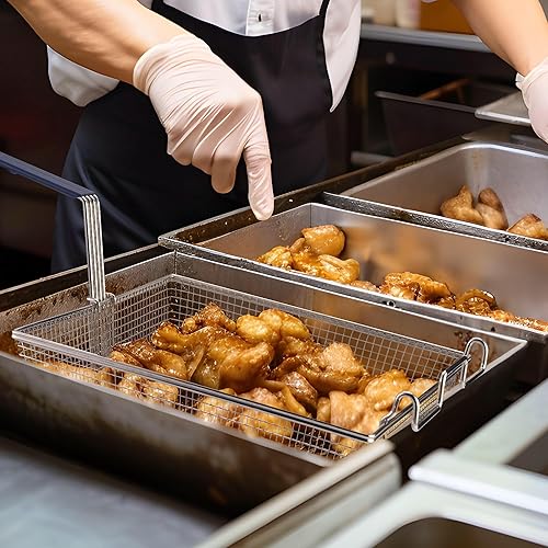 Miniatura 3 de WeChef - Cesta comercial para freidora de 8.8 libras, gran capacidad, 13 x 12 x 5 pulgadas, cesta de freidora de construcción resistente con mango