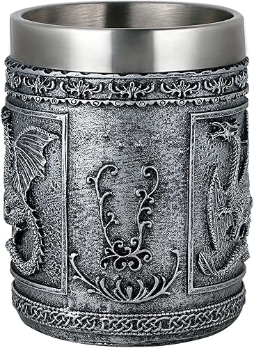 Miniatura 15 de alikiki Taza de café de Dungeons and Dragons grande – GOT D&D Gaming Beer Cups regalos para hombres – 21 onzas de acero inoxidable para beber jarra