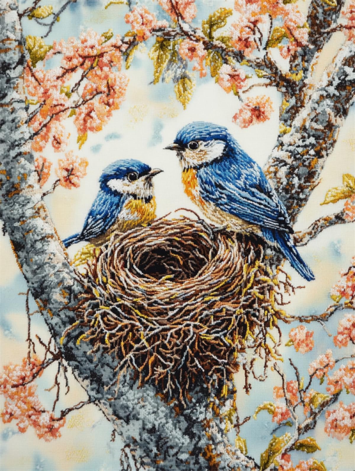 AxiangziK DIY Knüpfteppich Vogel Im Nest Knüpfhakenset Fantasy Tiere DIY Teppichherstellungsset，Kreuzstichset Teppichherstellung Handarbeit Für Anfänger，Heimdekoration 60x90cm