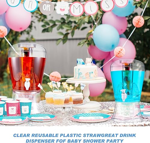 Miniatura 4 de Maxcheck Dispensador de bebidas transparente para fiestas, dispensador de agua irrompible para encimera, con núcleo de hielo e infusor para boda,