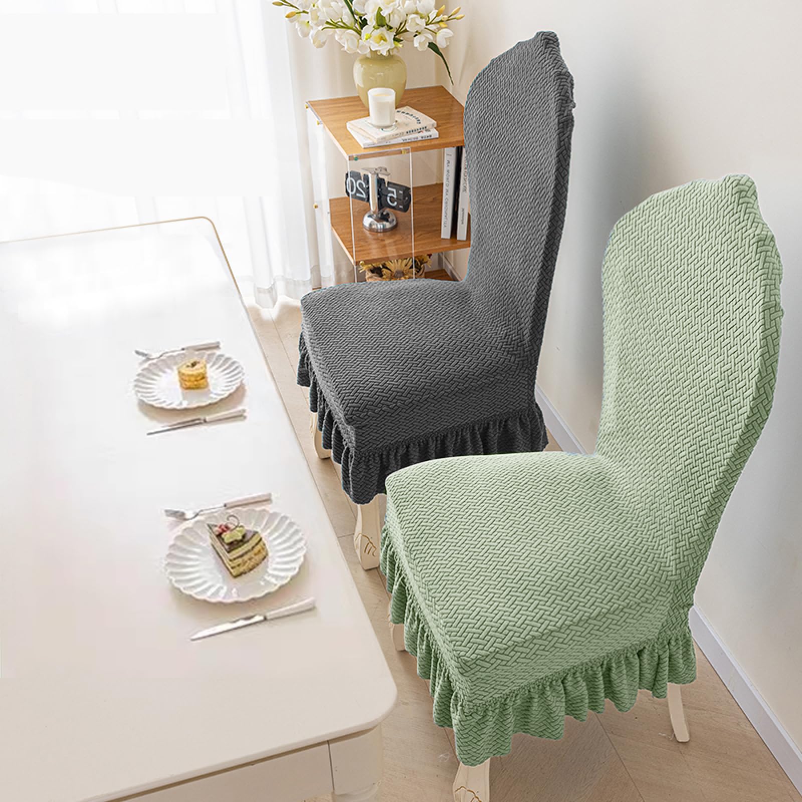 Coprisedie Da Pranzo Con Schienale Rotondo Fodere Per Sedia Con Sedile Elastico Moderno Per Uso Domestico Custodia Protettiva Per Cucina Riutilizzabile Fodera Per Sgabello Per Banchetti ( Color : Beig