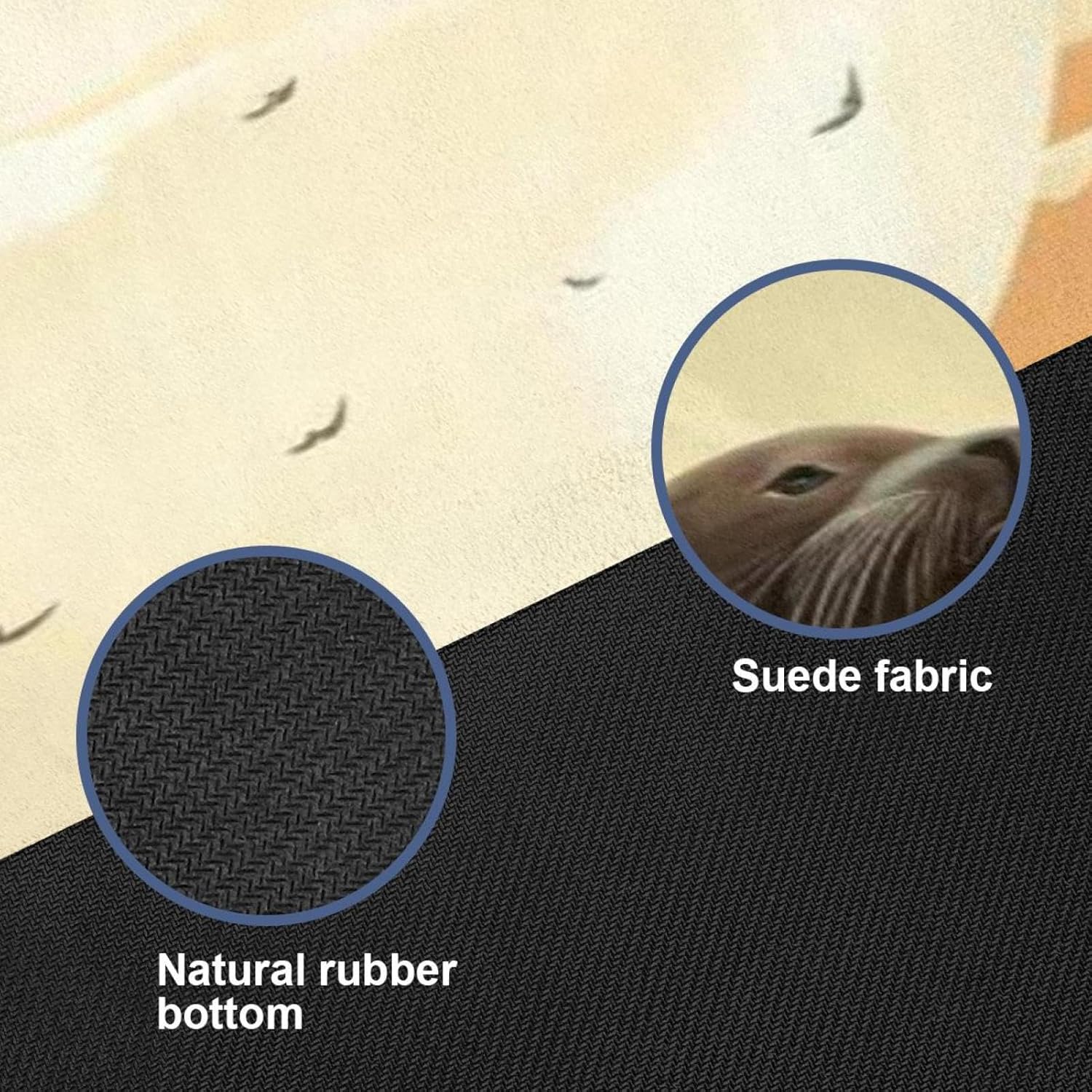 Yoga Towel, Sea Lion Pattern Non Slip Sweat Absorbent Hot Yoga Mat Towel for Hot Yoga, Pilates and Fitness - 72.8" x 26.8"