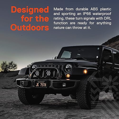 Miniatura 2 de TRUE MODS - Señal de giro LED y luz de marcador lateral de repuesto para Jeep Wrangler [lente ahumada] [ámbar] Kit de luz LED compatible con Jeep