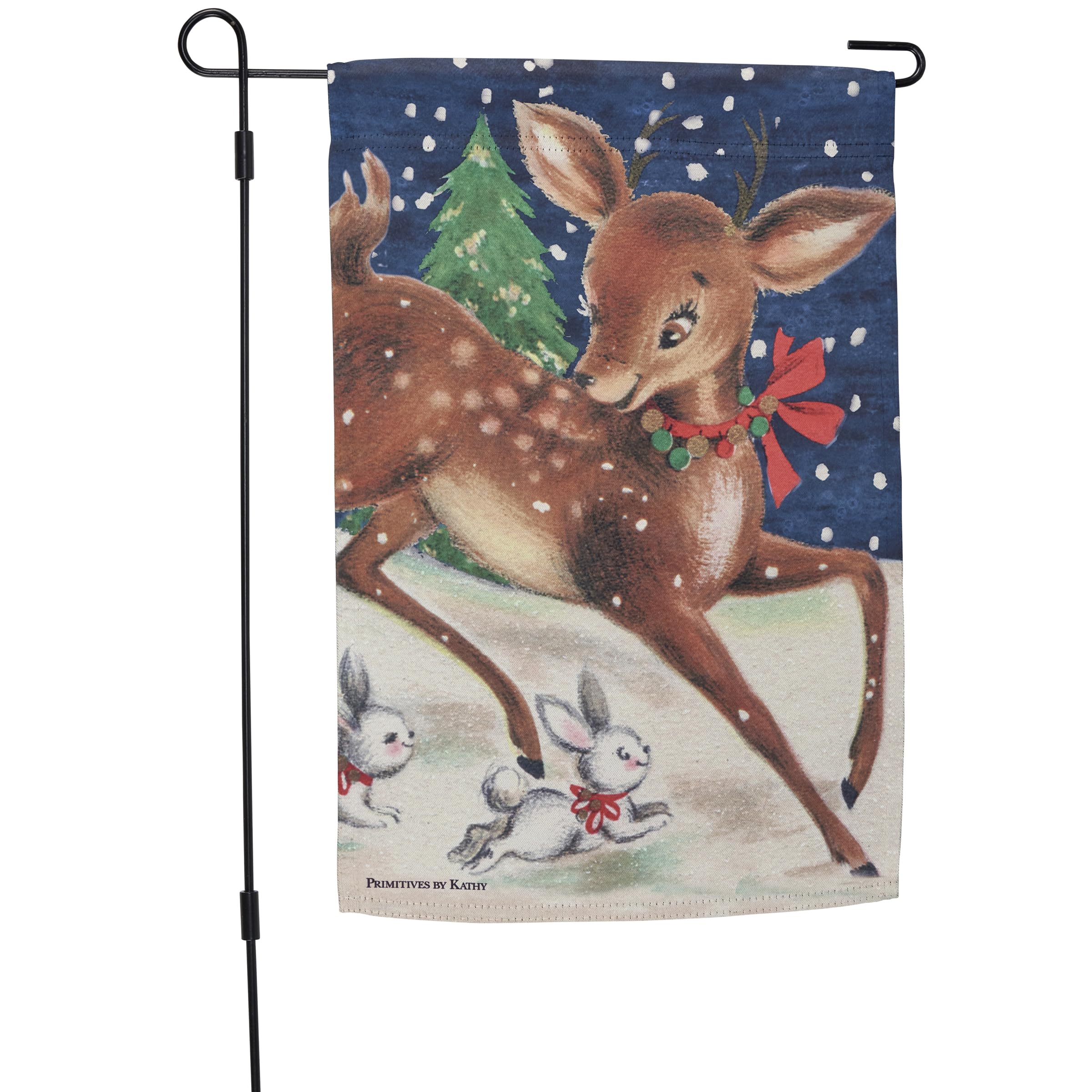 Bandera de jardín de ciervos navideña lona resistente decoración exterior invierno