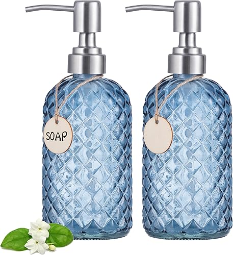 Miniatura 20 de HBlife Paquete de 3 dispensadores de jabón de 16 onzas con bomba de acero inoxidable 304, dispensador de jabón de baño de cocina con diseño de