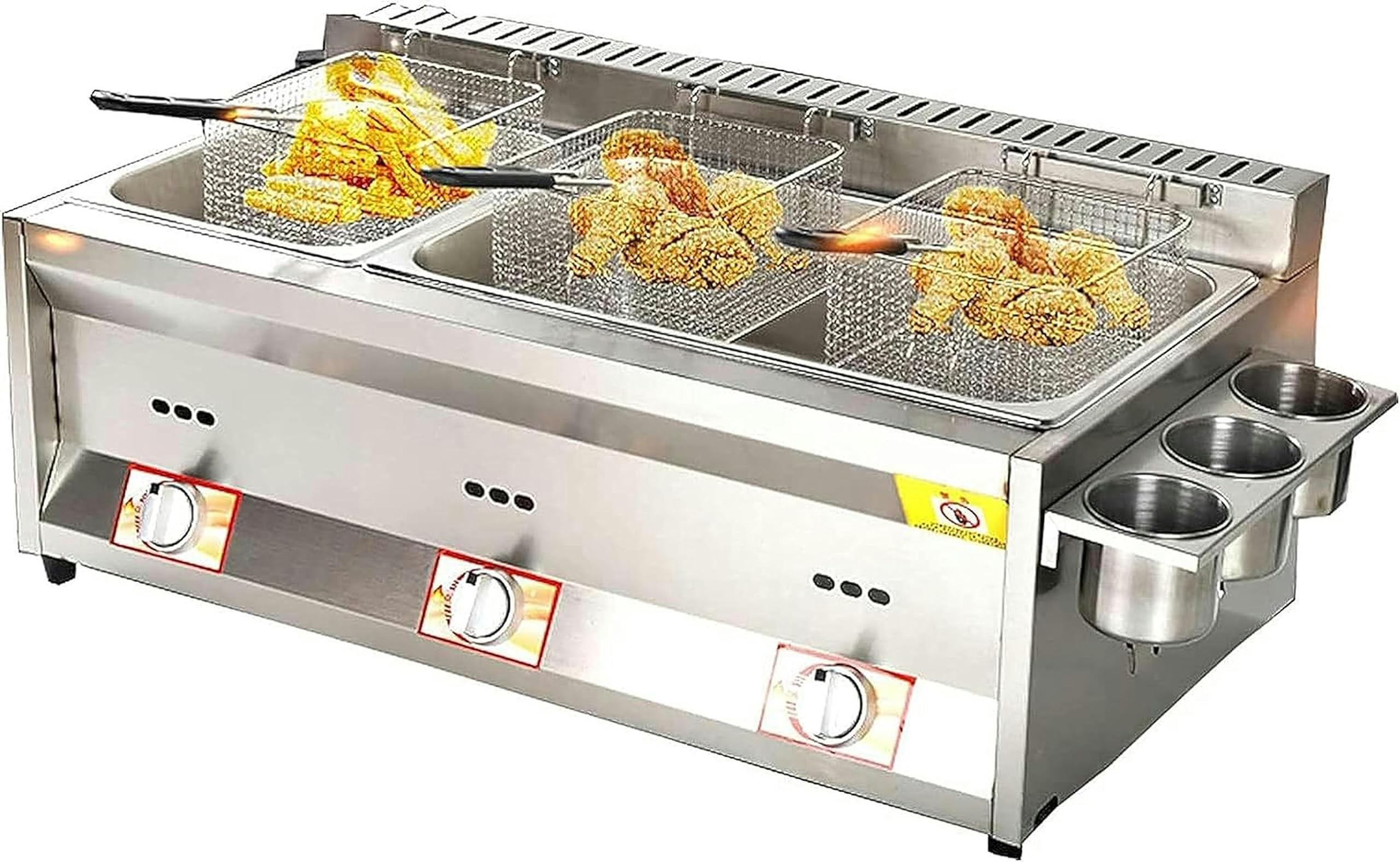 Friggitrice Professionale A Gas da 10 Litri, Regolazione Manuale della Temperatura, in Acciaio Inox, A Infrarossi, con Cestello Rimovibile, per Patatine Fritte