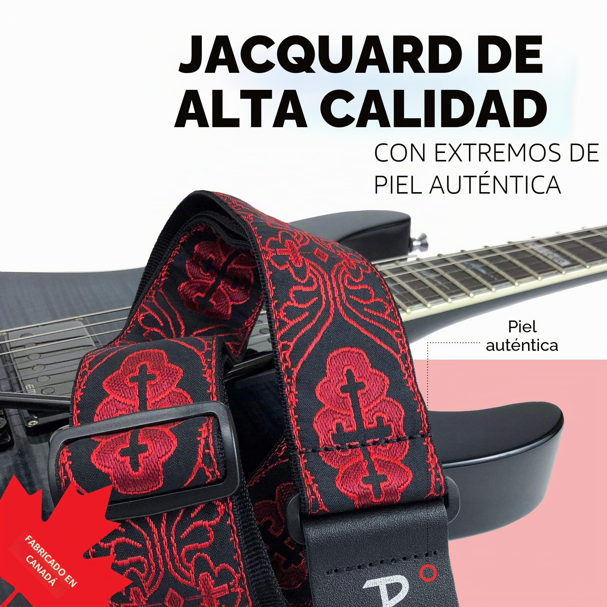 Perri's Leathers TWS-7071 Jacquard Guitar Strap - 2", Black/Red Cross