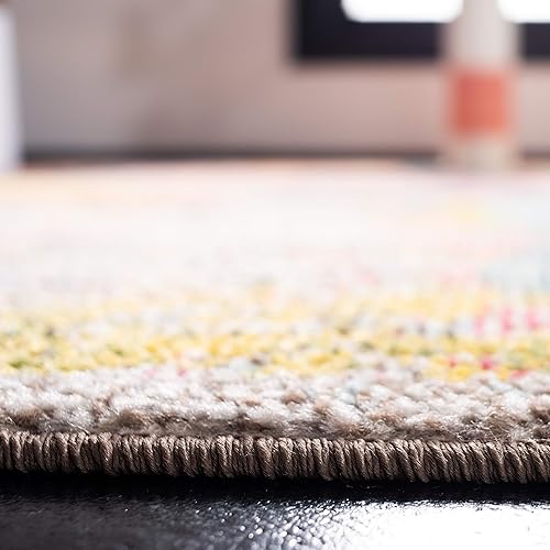 Miniatura 4 de SAFAVIEH Madison Collection - Alfombra de área de 5 pies 3 pulgadas x 7 pies 6 pulgadas, azul y naranja, diseño abstracto bohemio moderno, no