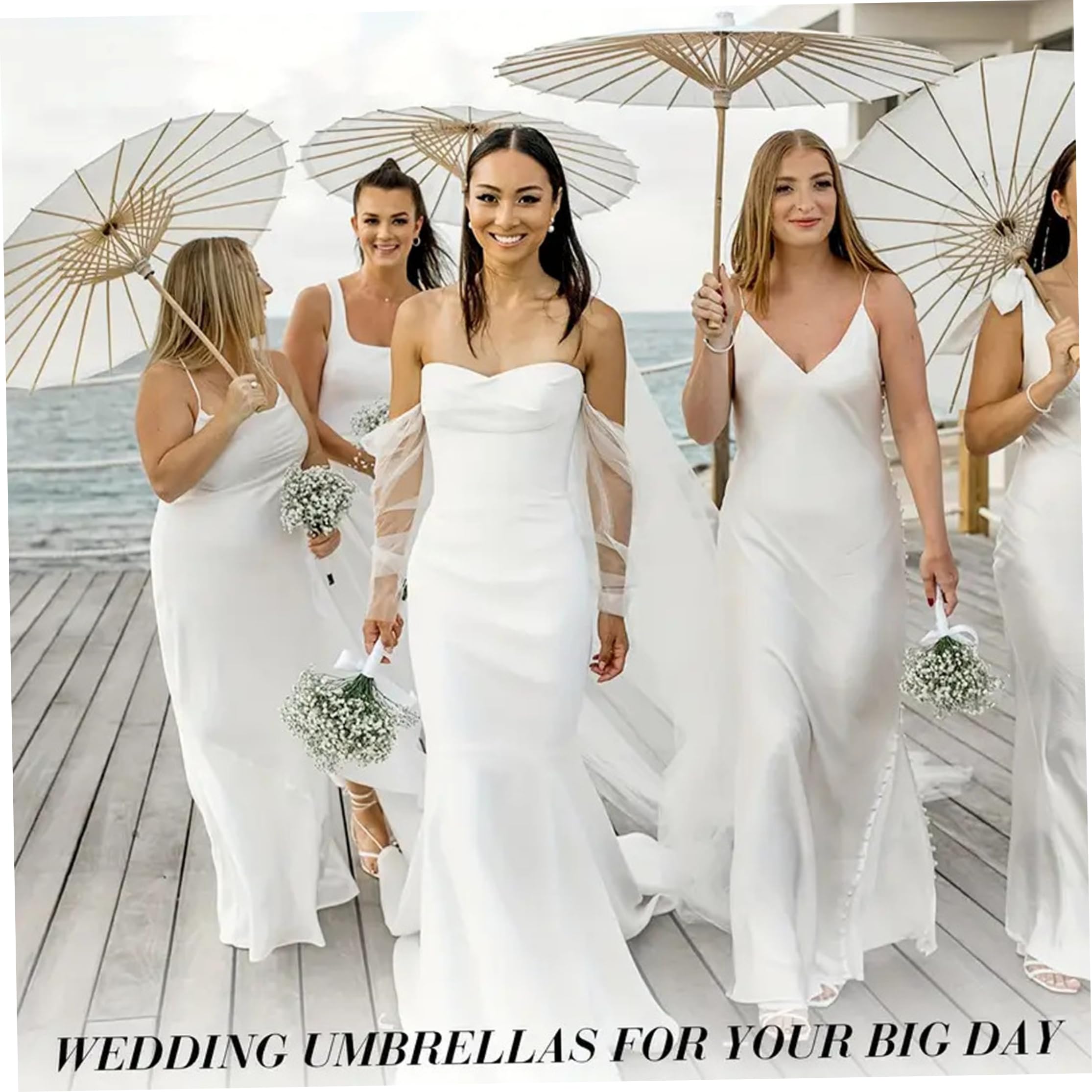 Sonnenschirme für Hochzeiten Papierschirme 6er-Set Sonnenschirme für Hochzeitsgäste Sonnenschutz & dekorative für Hochzeiten Weiß ø84cm/33.07inch