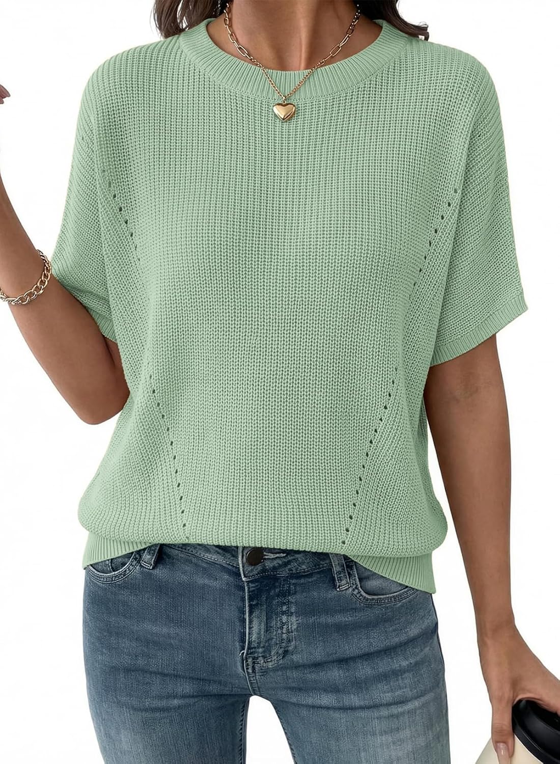 Dokotoo Womens Short Sleeve Sweaters 2026 Summer Lightweight V Neck Pullover Tops Dressy Business Casual Blouses Clothes