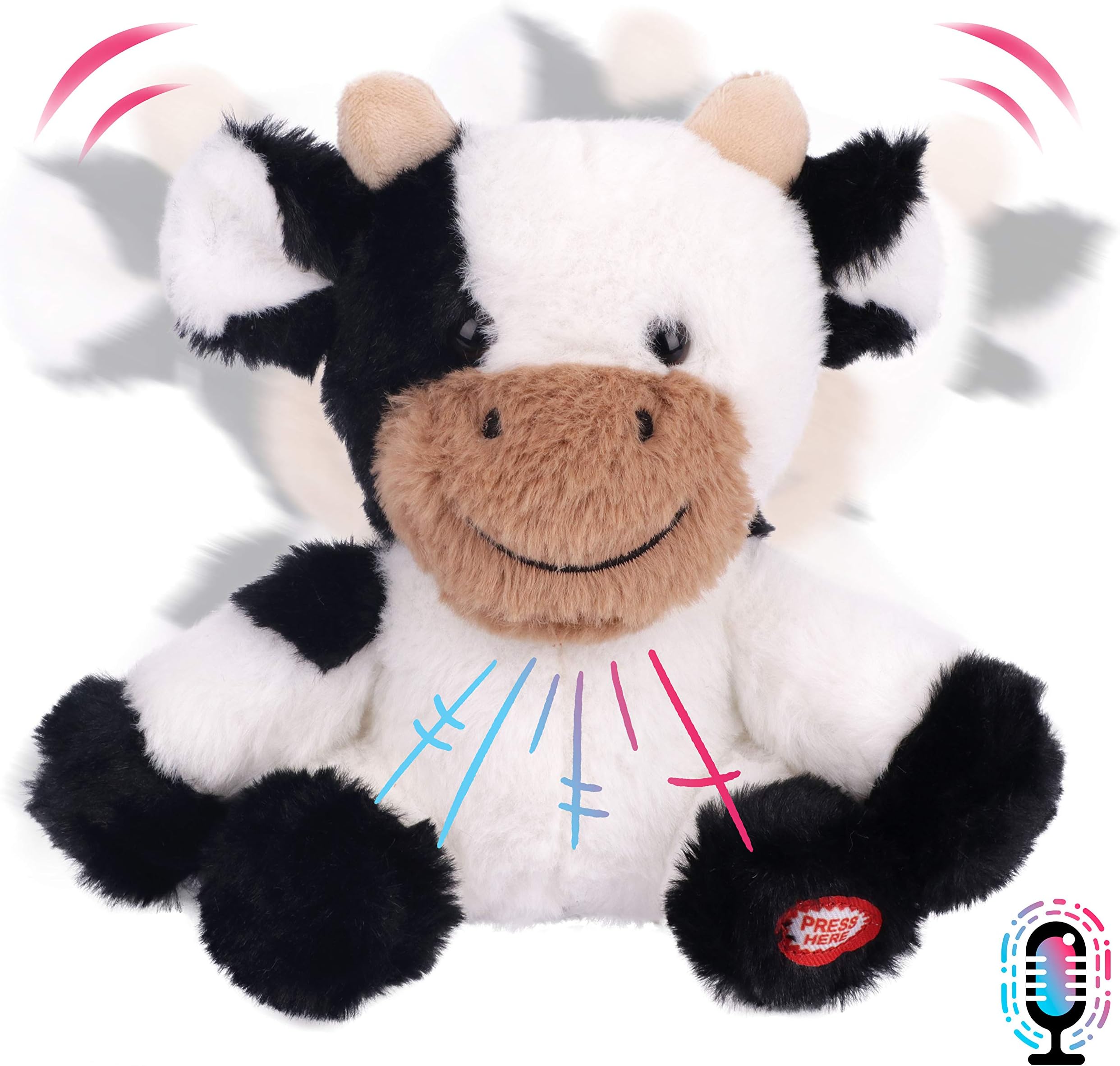 Hopearl Talking Cow Repeats What You Say Shaking Head Electric Interactive Animated Toy Speaking Plush Buddy Birthday Festival for Toddlers, 17.8 cm (Cow)