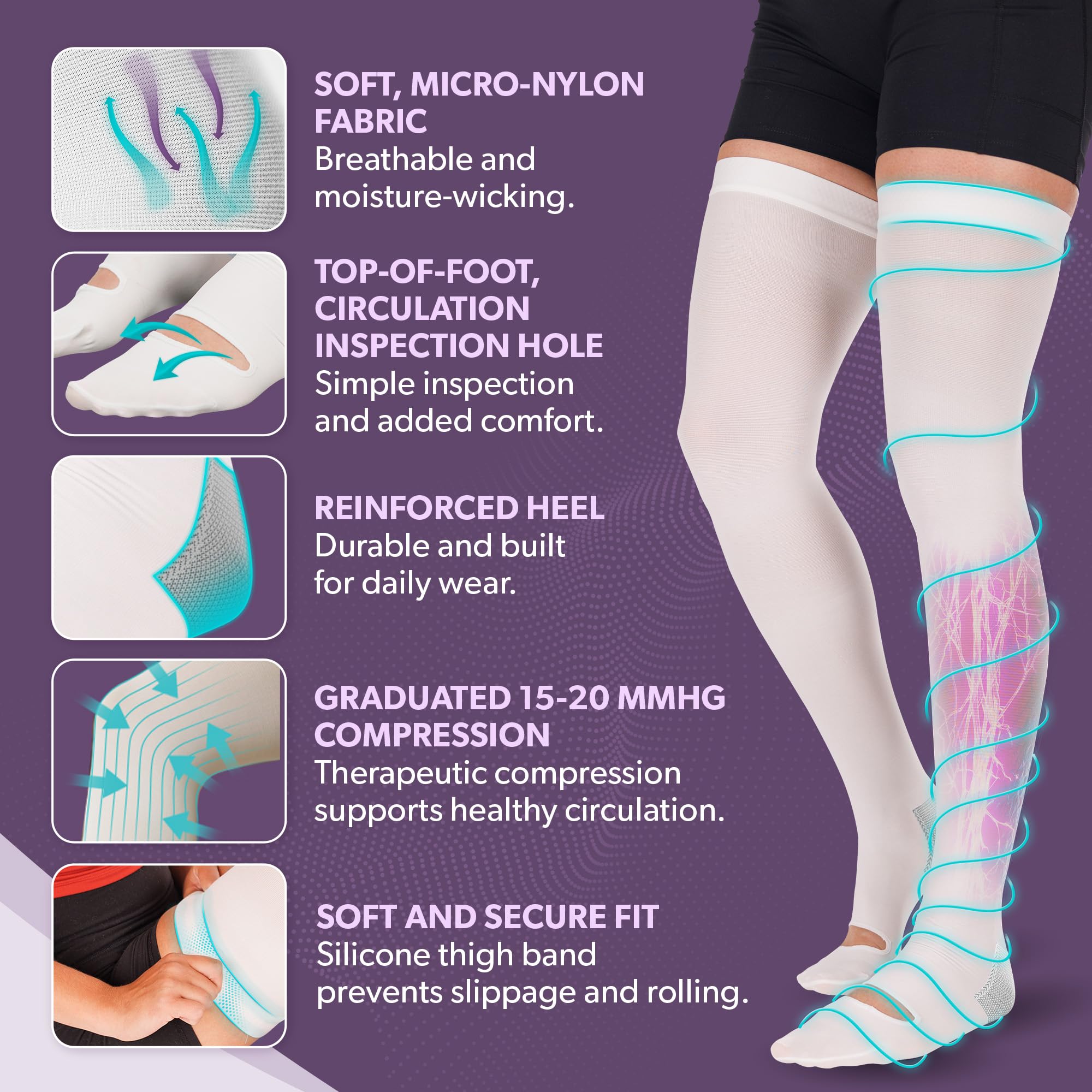 Snapklik.com : BraceAbility Anti Embolism Compression Stockings - Thigh ...