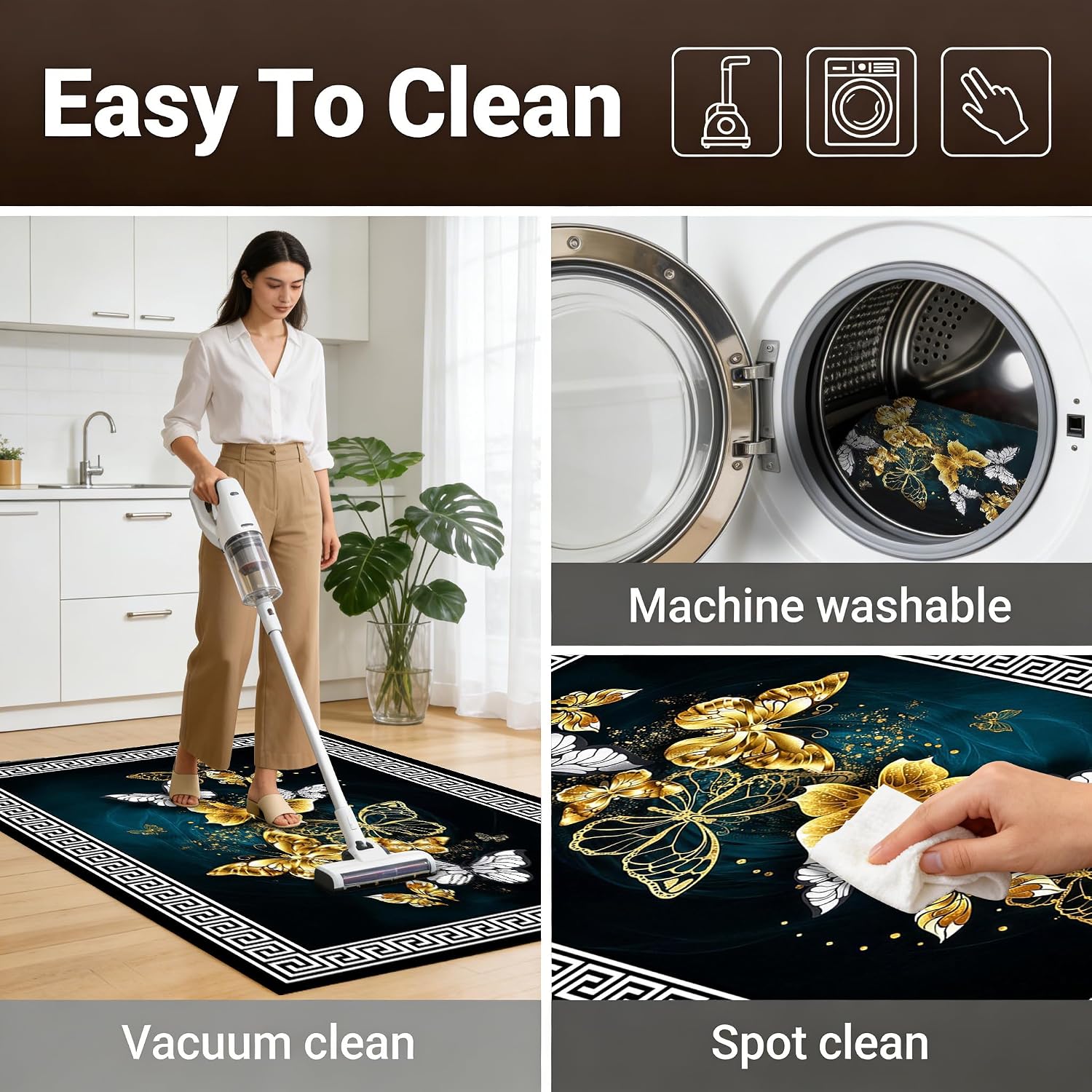 PAIPY Office Chair Mat for Hardwood Floor, Abstract Desk Mats,Under Desk Rug Protector for Rolling Chair, Computer Gaming Chair Mats, Low Pile Carpet Floor Mat (Golden Butterfly, 39"x63")