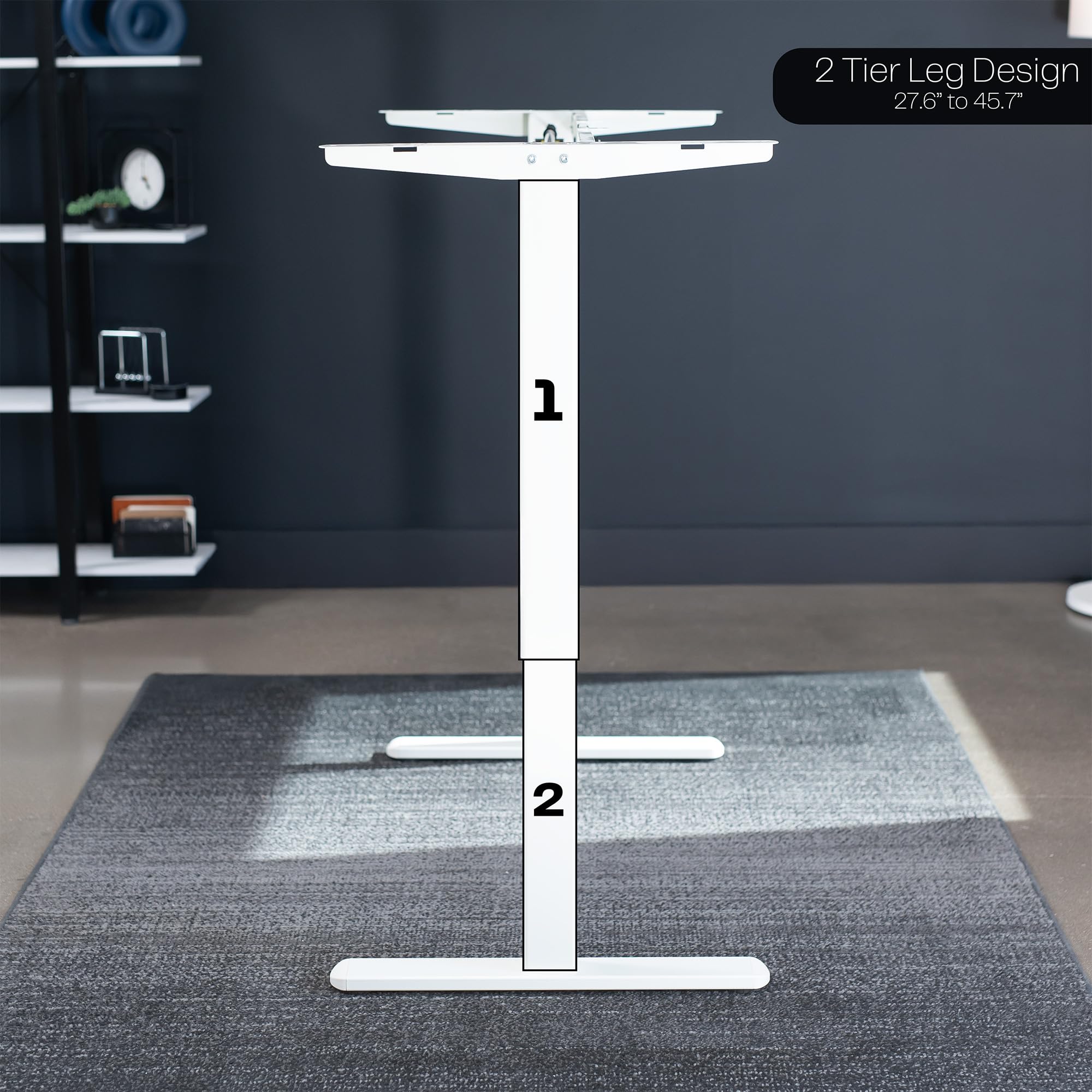 VIVO Electric Stand Up Desk Frame Workstation Single Motor Ergonomic Standing Height Adjustable Base with Simple Controller White — view 5