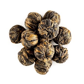 Black Pearl Tea Hand Rolled Whole Leaves - Rich Malty Chinese Black | Tightly rolled black tea pearls unfurl slowly for a smooth rich cup with deep malty notes perfect for everyday brewing