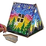 Party Ready 3D Diamond Painting Tent Craft Kit with LED Lights – Full Drill Crystal Mosaic Wood Puzzle, DIY Holiday Decorative Art for Home Display (Starry Night)