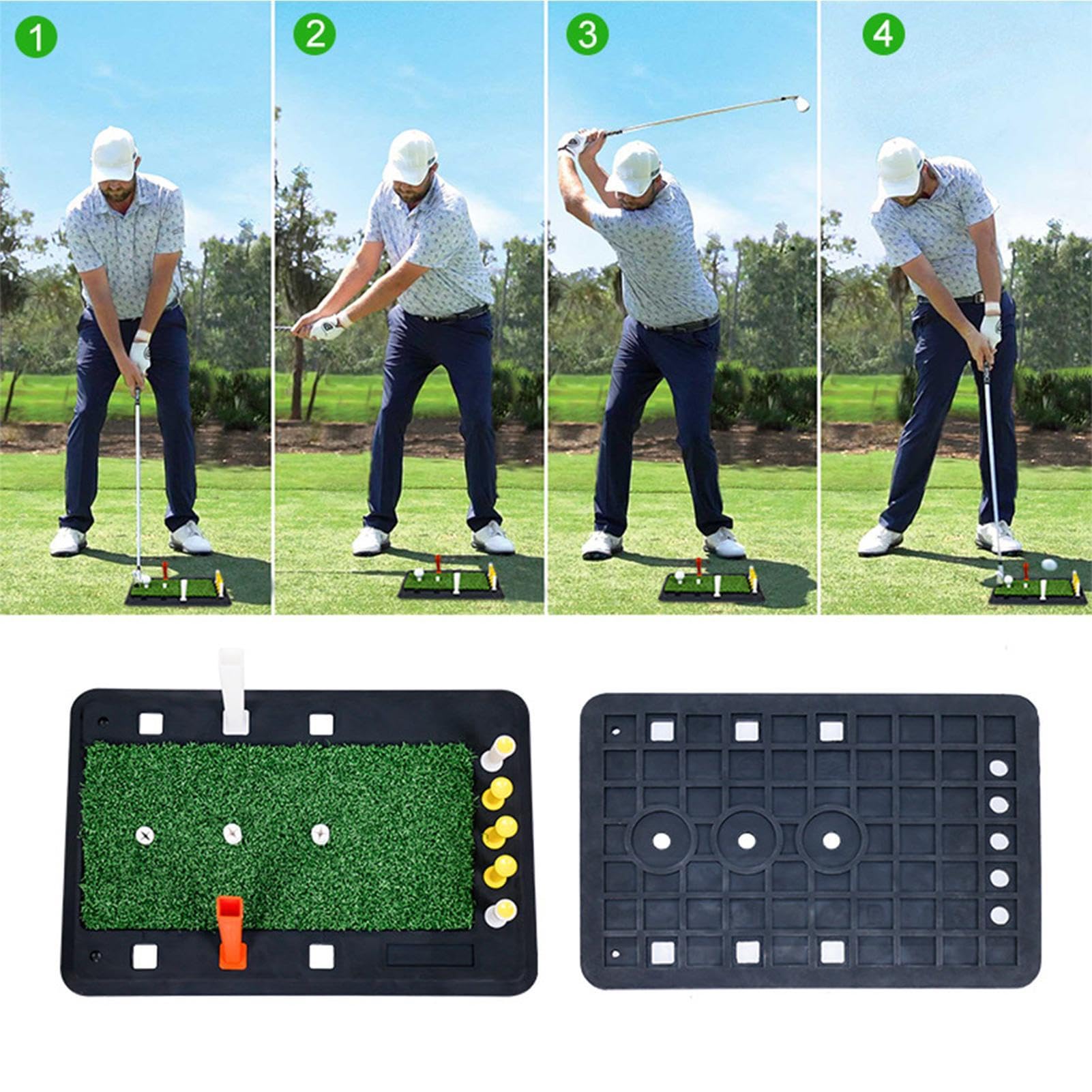 Mata do huśtawki do ćwiczeń golfowych, mata do huśtawki do ćwiczeń | Gumowa mata chroniąca przed odpryskami Antypoślizgowy, przenośny, mały sprzęt do gry w go