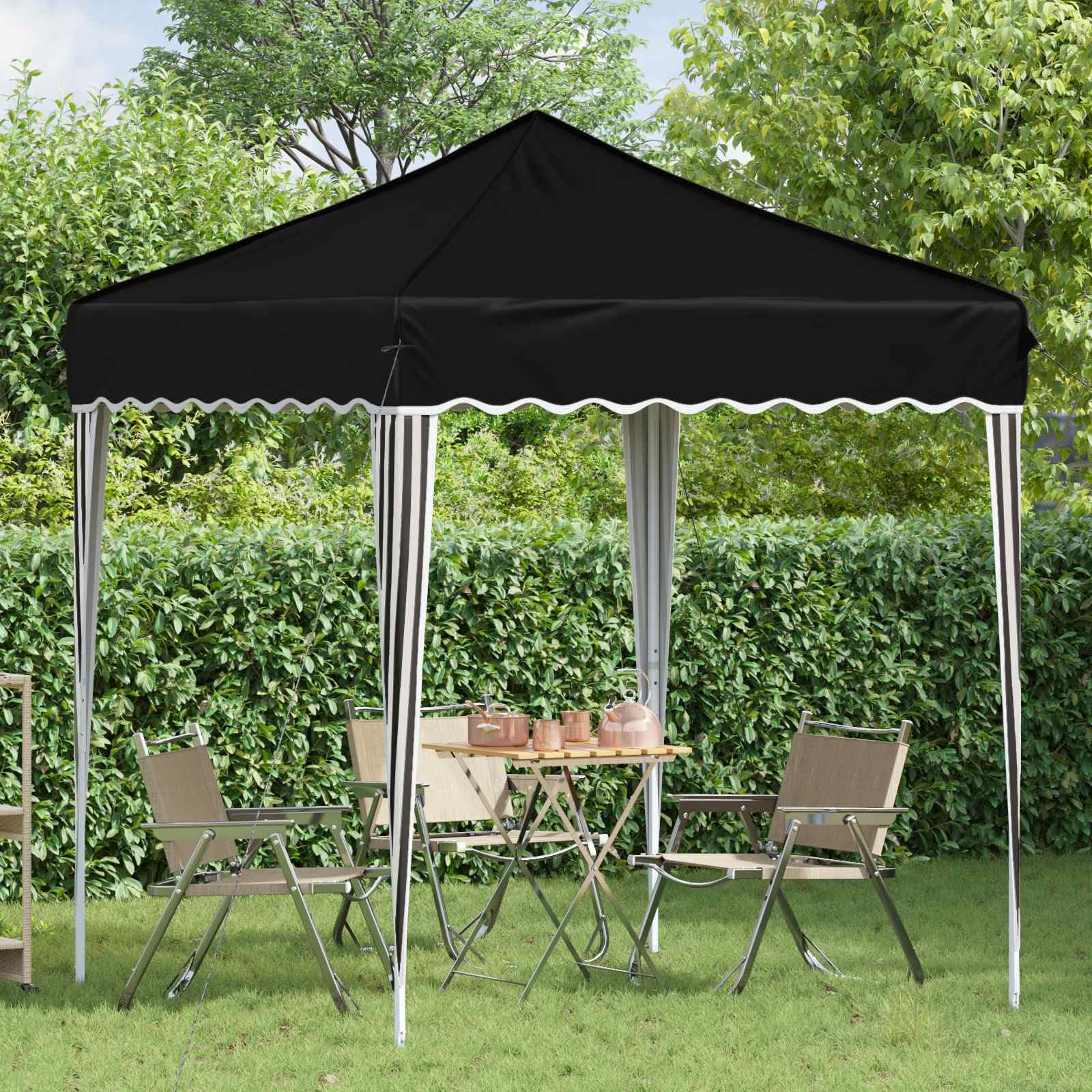 Namiot imprezowy Pop-up, czarny, z tkaniny Oxford, 195 x 195 x 245 cm, odporny na warunki atmosferyczne, z ochroną UV i stabilną metalową ramą, idealny do ogrodu, na kemping, wesele