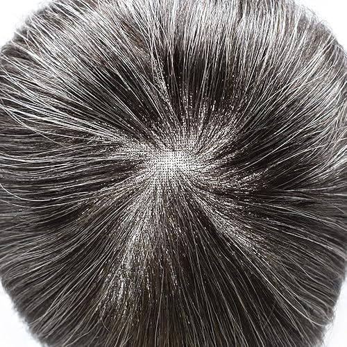 Miniatura 4 de Peluca tipo tupé para hombre, sistema de reemplazo de cabello humano europeo indetectable, encaje francés, nudos blanqueados, línea capilar natural,