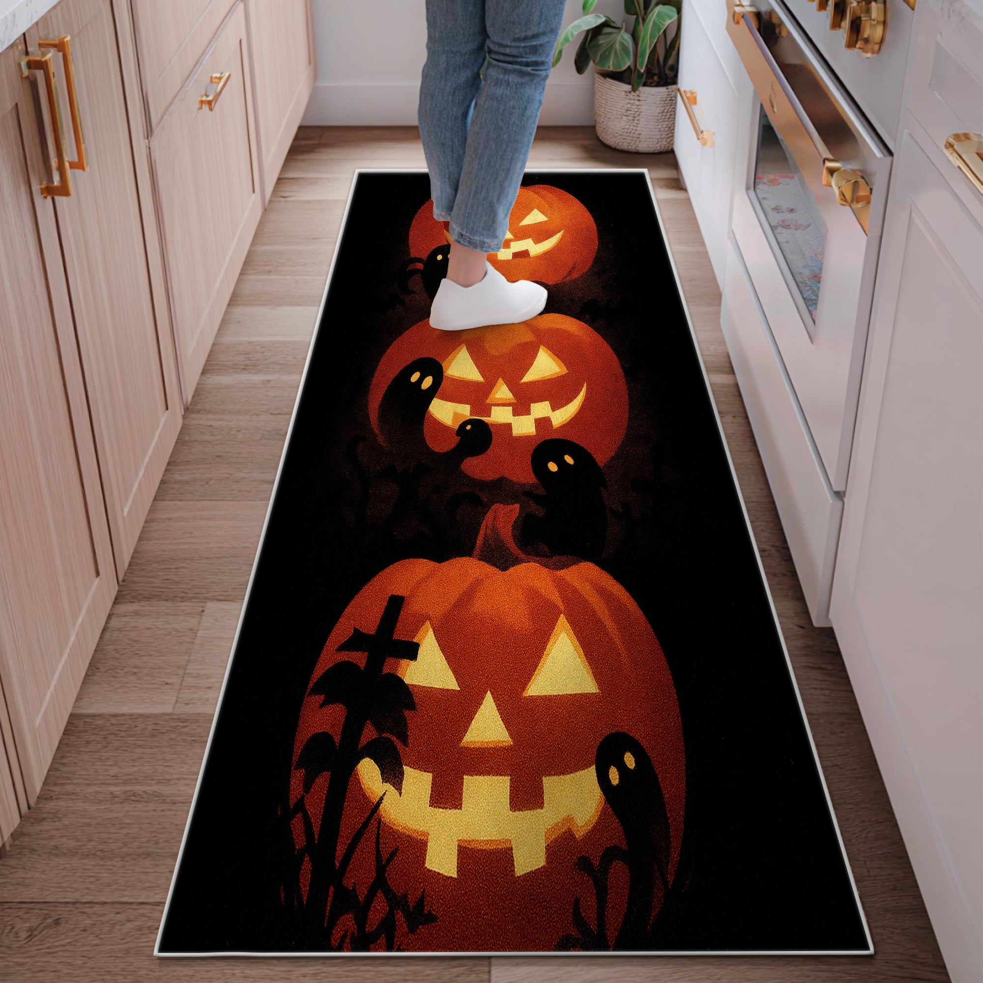 Tapis de couloir Halloween orange pour sécuriser et décorer votre entrée