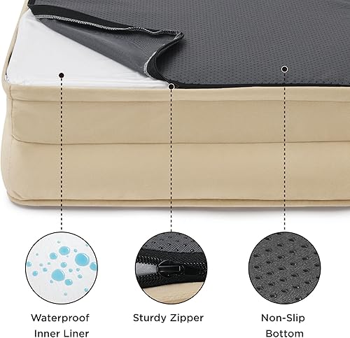 Vista 30 de Bedsure - Cama ortopédica mediana para perros, sofá cama impermeable para perros medianos, espuma de soporte con funda extraíble y lavable, forro