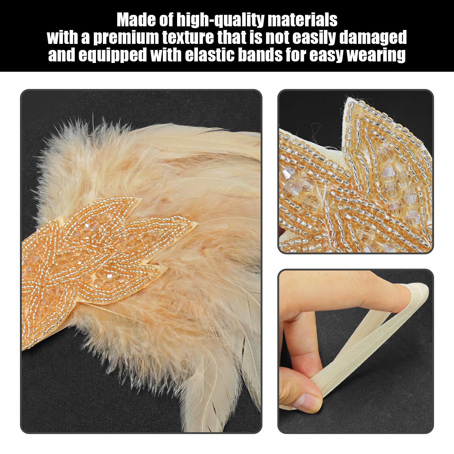CYNOSURETECH 1 Feather Headdress, 1 Bracelet, 1 Necklace, 1 Pair Of Earrings And 1 Long Glove, Cosplay Props - Image 3