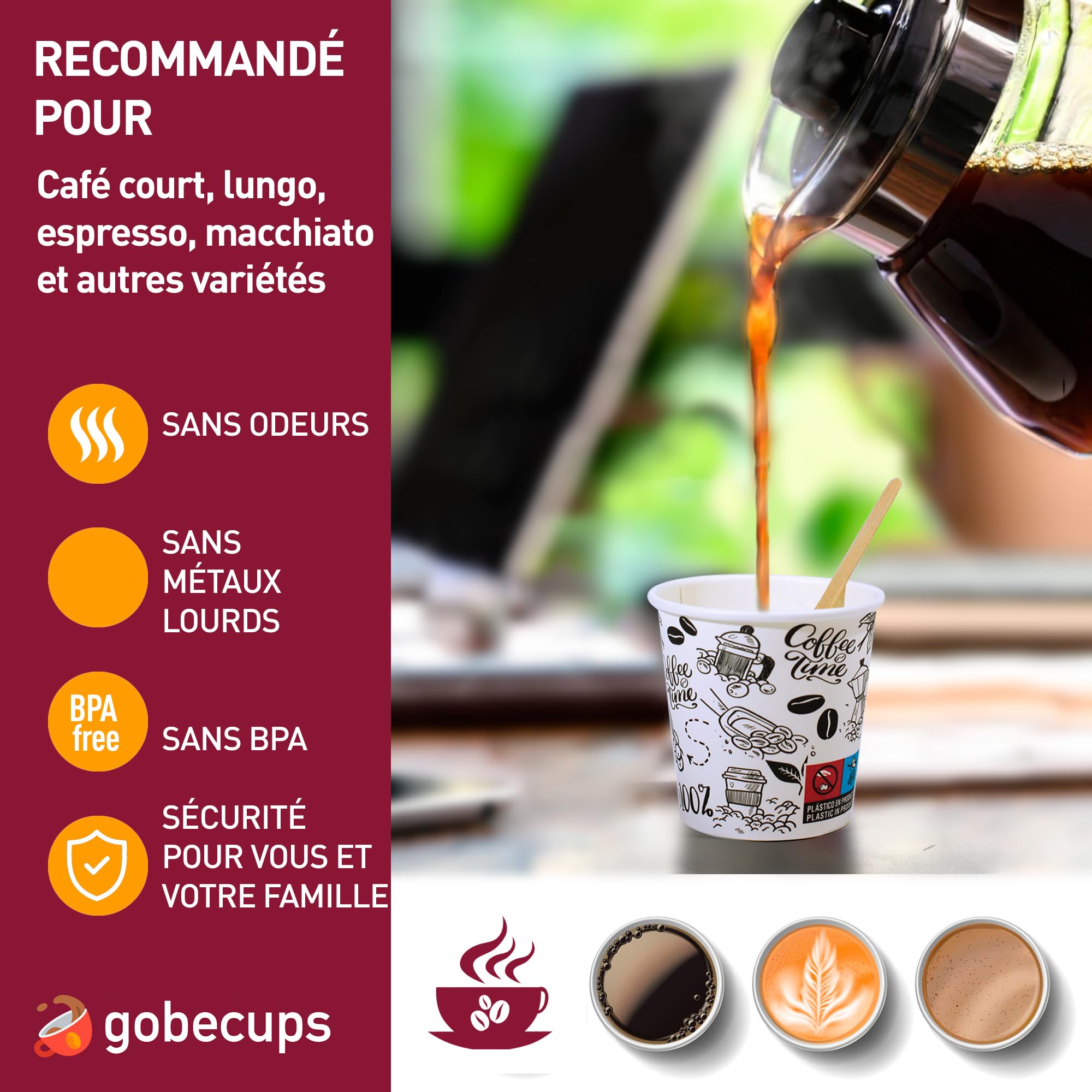 100 Gobelets à Café Jetables Blancs 110ml / 4oz - Résistants, Étanchés Et Sans Odeur, Gobelets En Carton Jetables Pour Boissons Chaudes