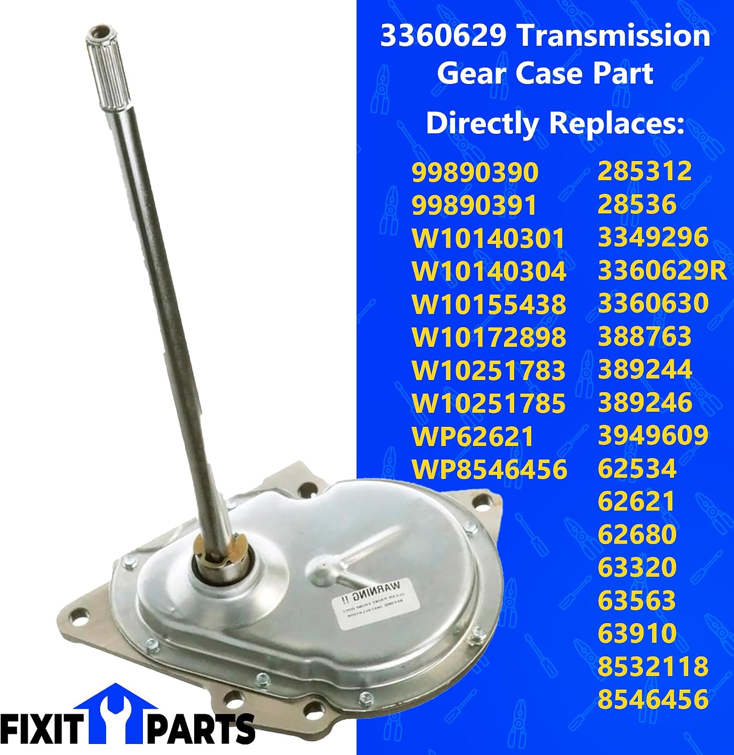 US-Based Supplier – 3360629 Transmission Gear Case Part for Whirlpool, Kenmore, KitchenAid, Maytag, Roper, Admiral, Amana, Crosley, Estate, Inglis washers.