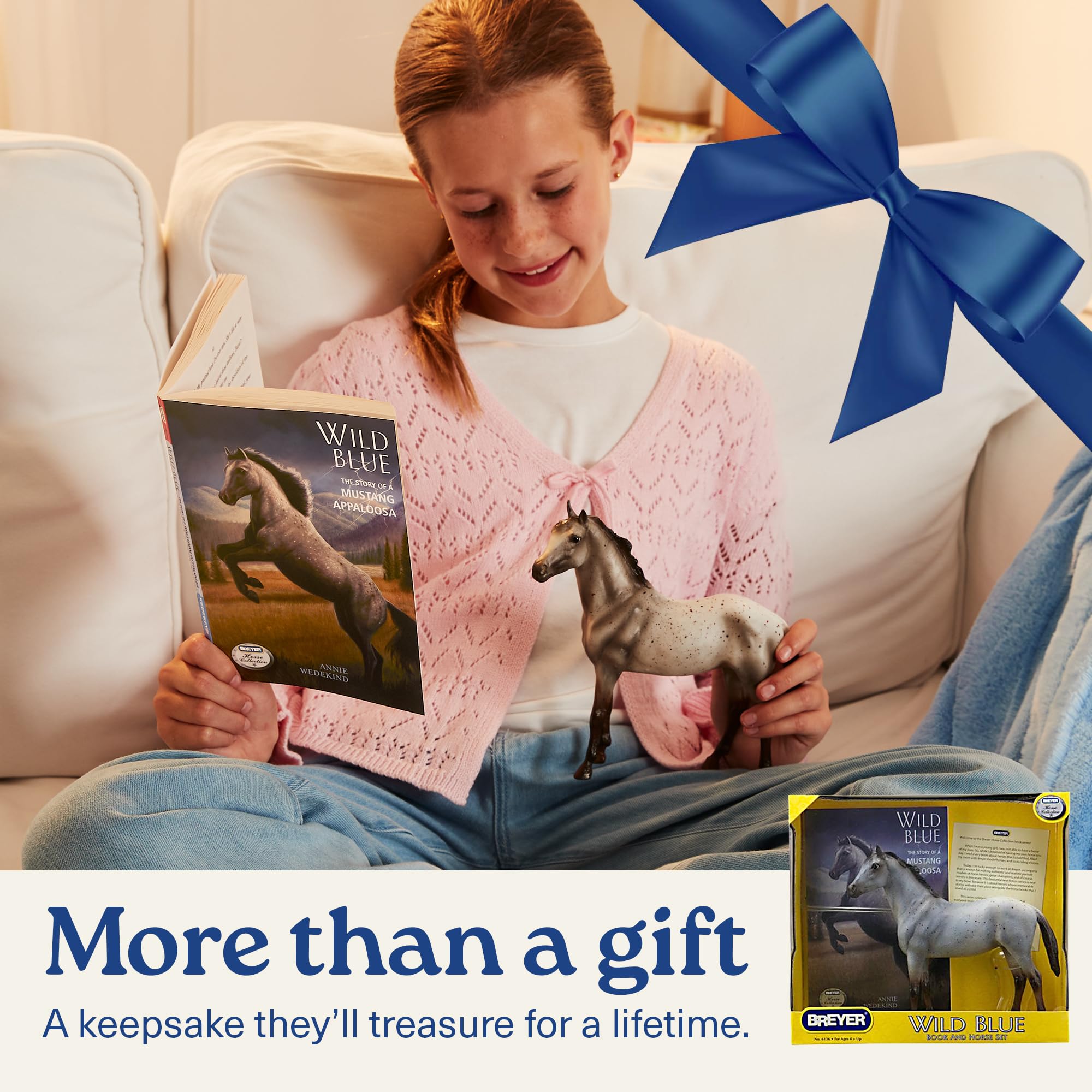 Breyer Clásicos Azul Salvaje: Juego de Libro y Caballo de Juguete (Escala 1:12) (Appaloosa Azul Salvaje, Talla única)