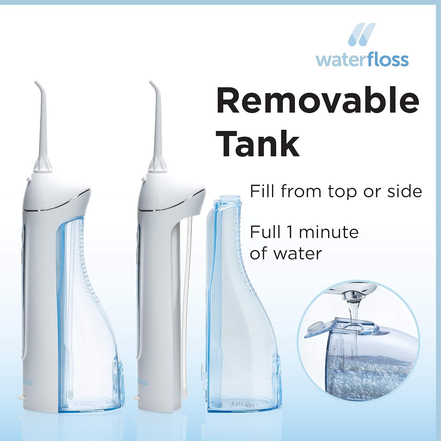 Waterfloss Water Flosser Small Cordless Water Pick Teeth Cleaner Dental Oral Irrigator, with 4 Modes and USB Rechargeable Lithium Battery, White : Health & Household