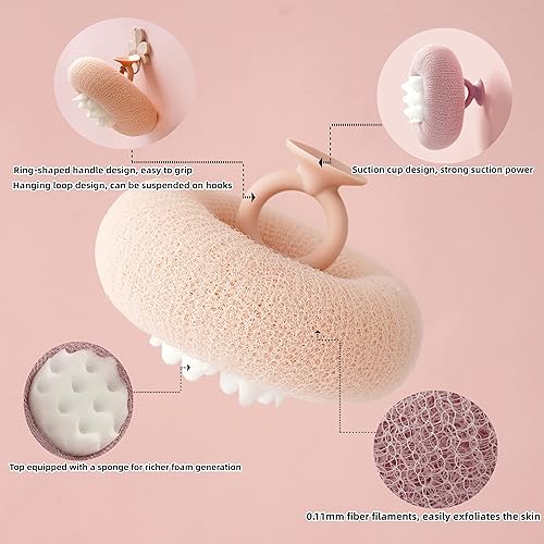 Miniatura 3 de Paquete de 3 bolas de ducha de malla de esponja, esponjas de lavado corporal, esponja de ducha para exfoliación de ducha, esponja de baño para