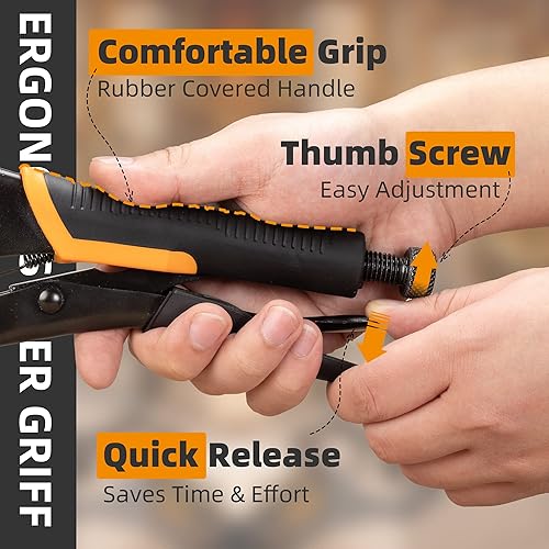 Miniatura 4 de TOLESA Abrazaderas faciales de metal de 9 pulgadas para carpintería, 2 abrazaderas de agujero de bolsillo resistentes, abrazaderas C de bloqueo