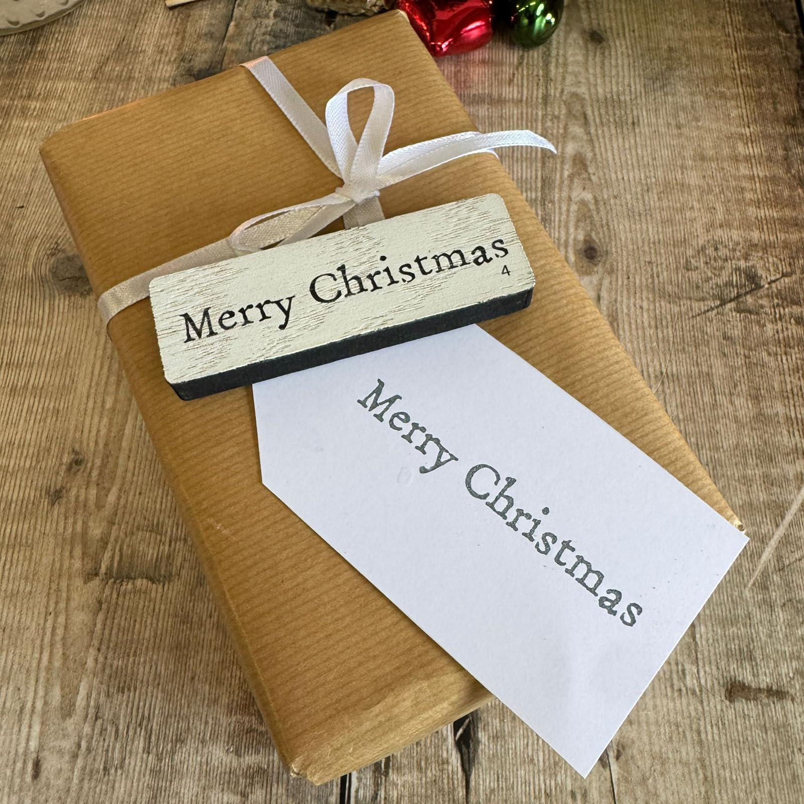 Merry Christmas Ink Craft Stamp – Holiday DIY Card Making, Gift Tags, Scrapbooking, Festive Paper Crafts