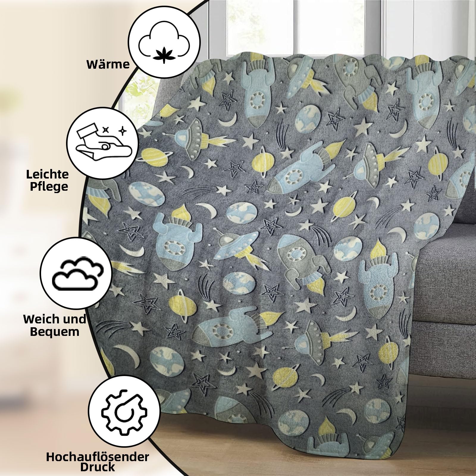 Coperta coccolosa per bambini, coperta di flanella incandescente in pile, coperta morbida e calda per il divano, regali di compleanno per bambini e bambine (D, 150x200cm)