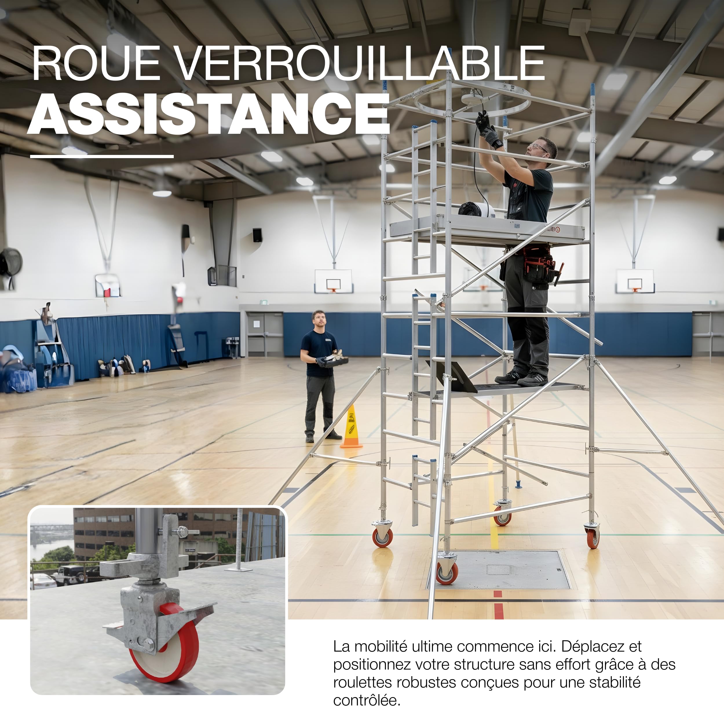 GeZu Impex Roulettes d'échafaudage Roues avec frein 600 kg