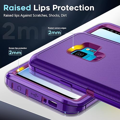 Miniatura 4 de LeYi Funda para Samsung S9, Galaxy S9, 3 en 1, cuerpo completo, a prueba de golpes, de goma, a prueba de polvo, resistente, protección para teléfono